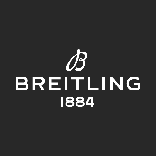 Logo Breitling en texte blanc sur un fond noir, présentant un « B » stylisé et l'année « 1884 ».